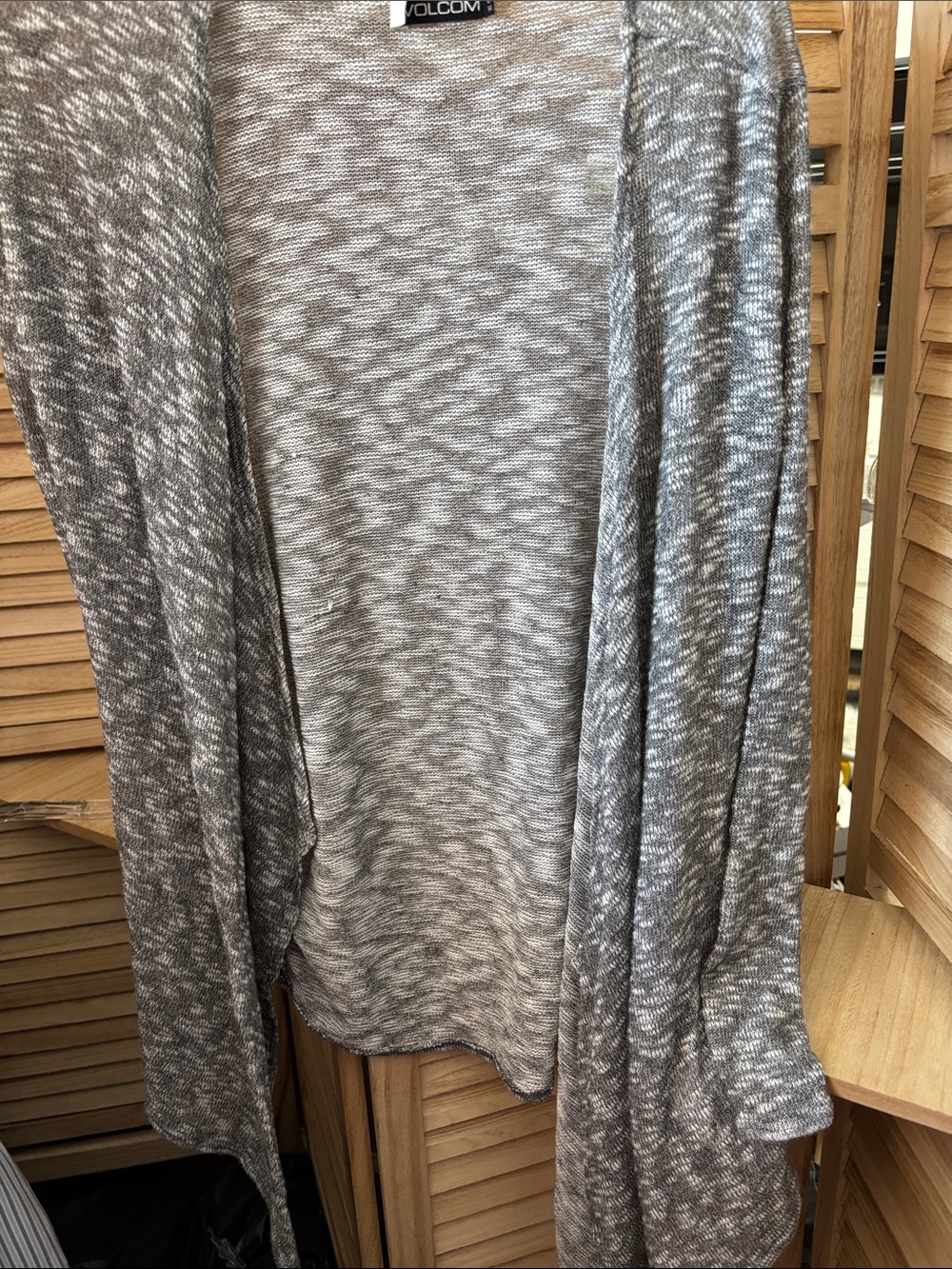 Volcom Heathered Gray Open-Front Cardigan Large